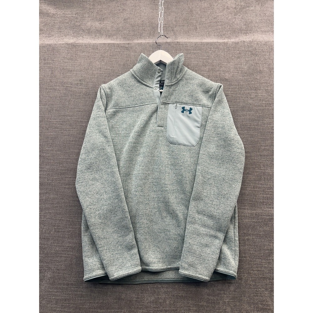 Under Armour Specialist Henley Golf Sweater Mens Medium Gray Fleece Lined Loose